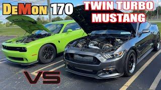 SRT DEMON 170 VS. TWIN TURBO MUSTANG!