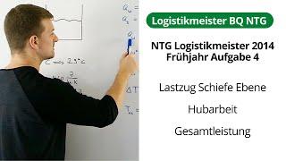 NTG Logistikmeister 2014-1 Aufgabe 4 - Lastzug Schiefe Ebene, Hubarbeit, Gesamtleistung