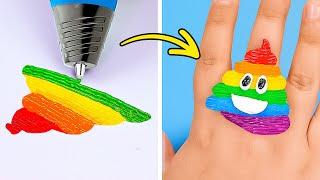 LOUCURA DE ARCO-ÍRIS DIY  Joias INCRÍVEIS com caneta 3D e pistola de cola!