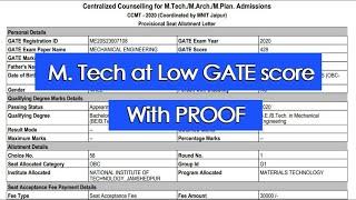 M.TECH at LOW GATE SCORE 2023|| BEST NIT AT LOW MARKS WITH PROOF||BEST STRATEGY TO CCMT 2023|| IITK