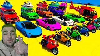 GTA 5 Incredible Race! Epic Stunt Map Challenge With Super Cars, Motorcycle With Superheroes