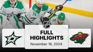 NHL Highlights | Stars vs. Wild - November 16, 2024