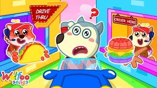 Baby's Drive Thru  Colorful Rainbow Food Songs (Toys ver.) | Ep40 | Wolfoo Songs & Nursery Rhymes