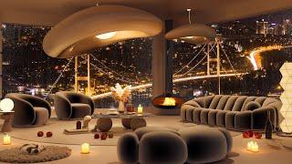 Elegant Jazz Melodies in Your Luxury Apartment with Fire Sounds for a Relaxing Atmosphere ️