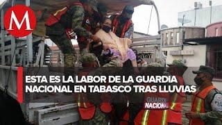 Guardia Nacional refuerza labores de auxilio en Tabasco tras inundaciones