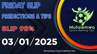 FOOTBALL PREDICTIONS TODAY 03/01/2025 PREDICTIONS TODAY | BETTING TIPS ,#betting@sports betting tips