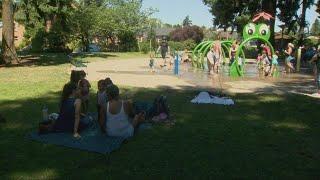 People turned to beaches, pools, splash pads to stay cool in triple-digit heat