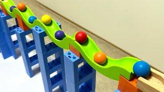 Marble run race  TrixTrack wave slope & wooden long wave slope!