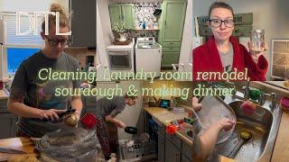 DITL || sham of 2 || cleaning, laundry room remodel, sourdough & making dinner