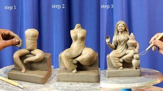 Very easy Laxmi mata murti making with clay | clay art