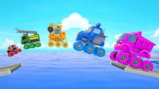 Big excavator VS small dump truck, Wheels On the Bus song, Car Baby Nursery Rhymes & Kids Songs