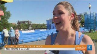 Face the Nation host and new mom, Margaret Brennan finishes ACLI 5K with a smile