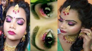 Pink glitter smokey  eye makeup look # (seema beauty salon)