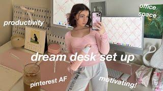 AESTHETIC DESK MAKEOVER *pinterest inspired* office transformation DESK TOUR, imac unboxing