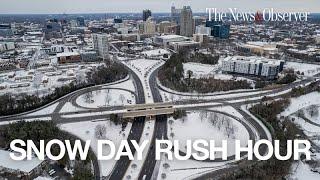 Drone video: Rush hour? Snow day in Raleigh makes for quiet roads