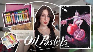 how to use OIL PASTELS [on learning a technique]ft. UPCRATE - ART BOX UNBOXING ️