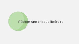 Rédiger une critique littéraire