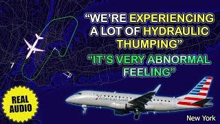 "We’re experiencing a lot of hydraulic thumping". Republic E170 returns to LaGuardia. Real ATC