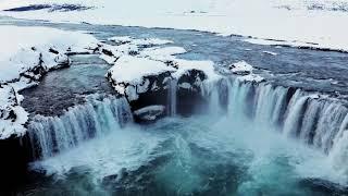 Aerial view of Iceland at the end of winter in 4k