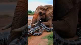 A very large snake and an elephant #cuteanimal #snake