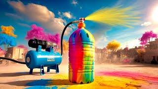 Make Powerful Colour Spray Cylinder-Using Plastic Bottles‼️Spray Holi Colours With High Pressure