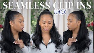 How to : HALF UP HALF DOWN with Clip Ins  | INSTALl SEAMLESS CLIP INS on natural hair | SOFTMUSEHAIR