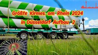 Größte Kirmes am Rhein 2024 in Düsseldorf Aufbau 2. 4K️