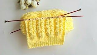 Muhteşem Güzellikte Kabarık Görünümlü İki Şiş Örgü ModeliYelek Modeli️Knitting Pattern #knitting