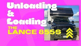 Loading and Unloading the Lance 855S Truck Camper on a F350