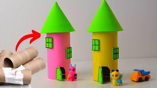 Simple Toilet paper roll craft ideas | Paper tube castle DIY | Cardboard tube castle  | Craftsbyanu