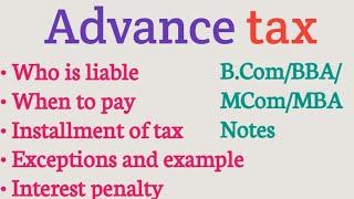 Advance tax under income tax | Advance tax provisions