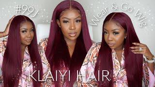 OMG SO FIRE  WEAR & GO SILK PRESS  #99J YAKI STRAIGHT WIG INSTALL FT. KLAIYI HAIR