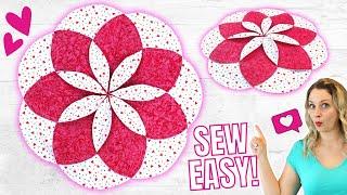 Sew a Fabric Flower Table Topper // Fold n Stitch Technique