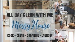 MESSY HOUSE ALL DAY CLEAN WITH ME - CROCK POT SLOWER COOKER RECIPE -HOUSEWORK MOTIVATION