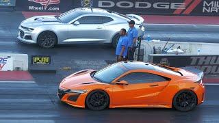 Acura NSX vs ZL1 Chevy Camaro - domestic vs import drag racing