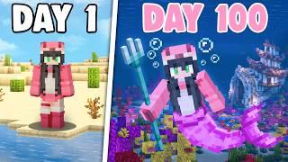 I Spent 100 Days as a MERMAID in Minecraft Hardcore