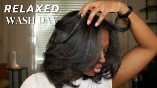 Relaxed Hair Wash Day Routine | Chill Lofi Music | Niara Alexis