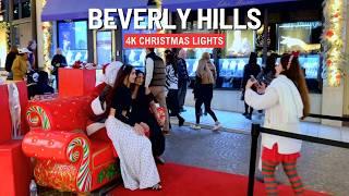 LOS ANGELES  Beverly Hills Rodeo Drive Christmas Lights and Santa  Walk 4K 2024