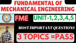 Fundamental of Mechanical Eng Aktu Most Important Questions 2025 | Aktu FME most important Questions