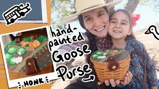 Hand-Painting a Cottagecore Goose Purse! || Art Skoolie || Custom Basket for Little Sprout!