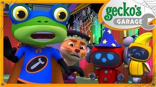 Halloween Party Hijinks | Gecko's Garage | Cars & Truck Videos for Kids