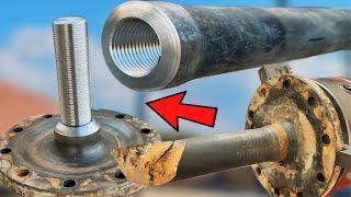 Repairing of Broken Axle with Extra Piece Having Both side Thread || Restoration of Axle by Threads