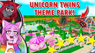 Making A UNICORN TWINS Themepark With MOODY !!(Roblox)