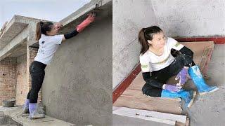 Young girl with great tiling skills - ultimate tiling skills | PART 42