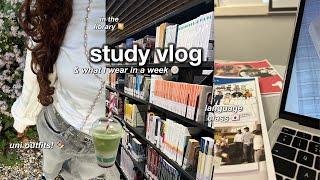 uni study vlog  what I wear, studying japanese, boba runs, note-taking, strawberry matcha, library