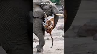 Elephant Crush Tiger Badly #elephant #shorts #tiger #animals #animal #animallover #wildlife #nature