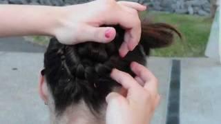 How to: Rhythmic Gymnastics Hair Tutorial [Front twist w/a 2 braid bun].