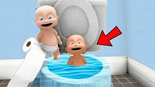 Two Babies FLOOD Daddy's Toilet!