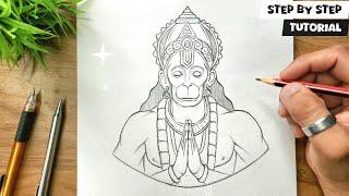 Learn To Draw Lord Hanuman Ji Face / Easy Step By Step Tutorial @AjArts03