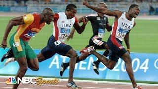 Justin Gatlin wins 100m gold by 0.01 seconds in Athens | NBC Sports